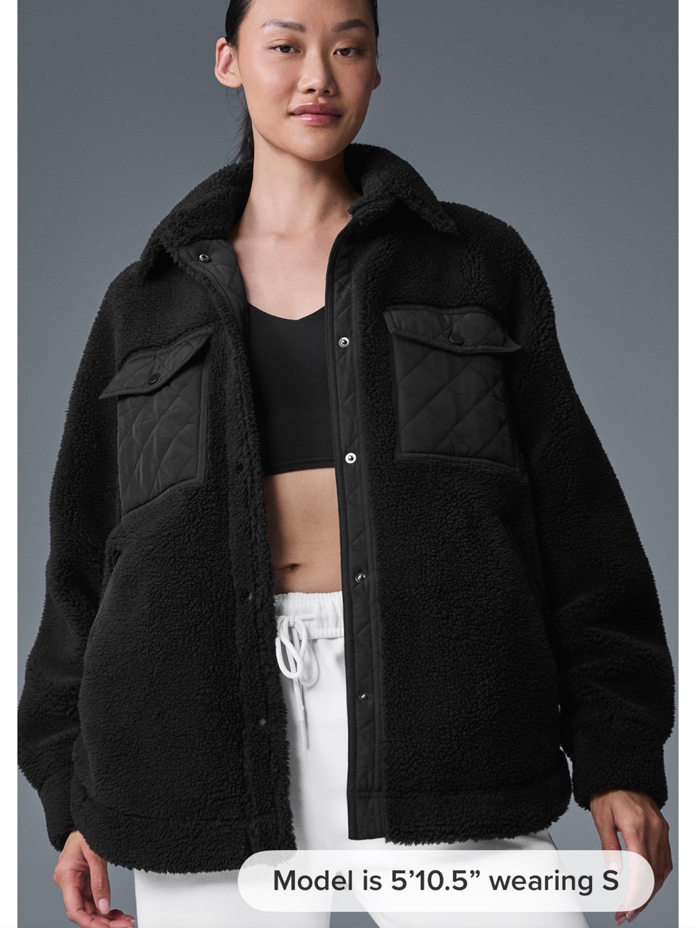 ALO Sherpa Edge Shacket-black